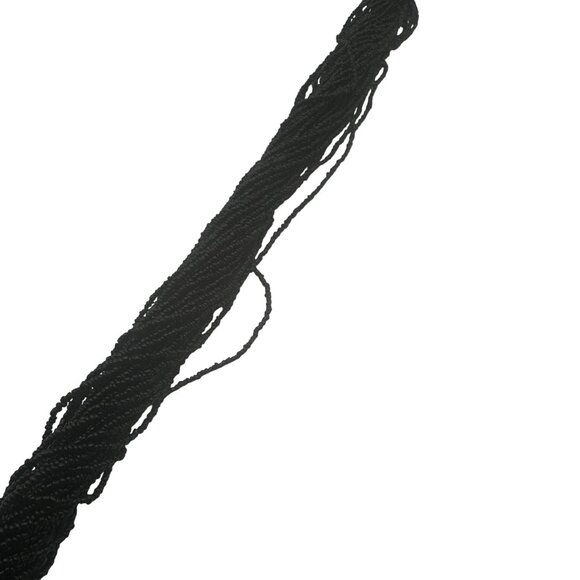 Vintage Black Seed Bead Multi-Strand Necklace With Silver-Tone Accents & Hook Cl - Picture 4 of 4